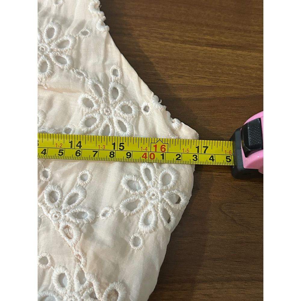 LOFT Light Pink Eyelet Cotton Silk Dress Womens 6 Floral Sleeveless Summer - Picture 7 of 8
